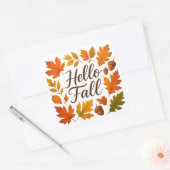 Hallo Vallen bladeren en eikels Vierkante Sticker (Envelop)