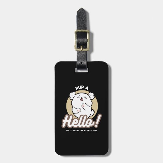 Hallo Van de geblafte kant - Schattige hondenontwe Bagagelabel (Voorkant verticaal)
