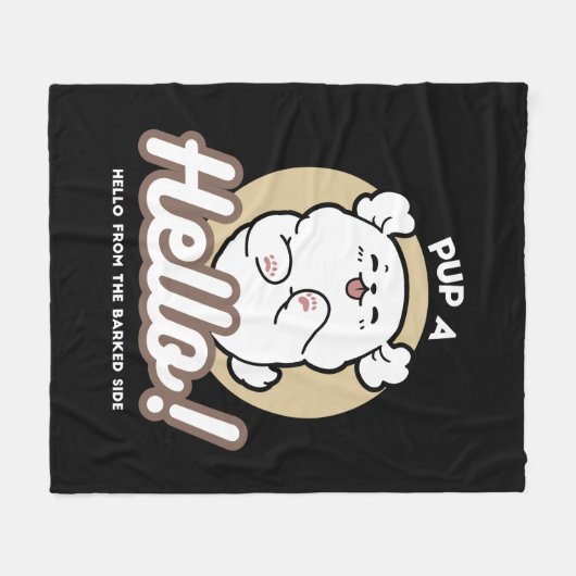 Hallo Van de geblafte kant - Schattige hondenontwe Fleece Deken (Voorkant (Horizontaal))