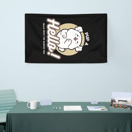 Hallo Van de geblafte kant - Schattige hondenontwe Spandoek (Beurs)