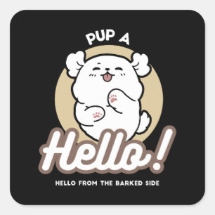 Hallo Van de geblafte kant - Schattige hondenontwe Vierkante Sticker