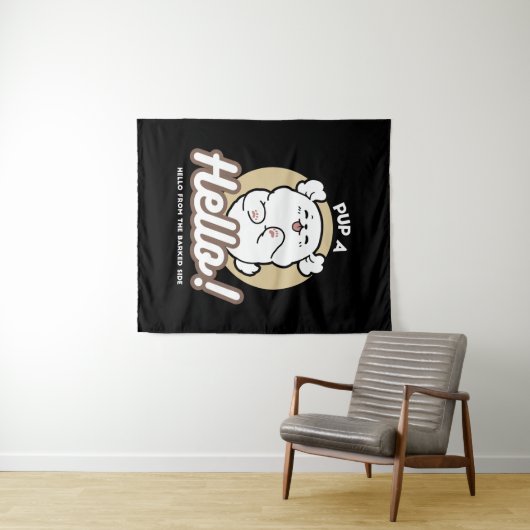 Hallo Van de geblafte kant - Schattige hondenontwe Wandkleed (In Situ (horizontaal))