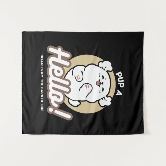 Hallo Van de geblafte kant - Schattige hondenontwe Wandkleed (Voorkant (horizontaal))