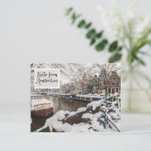 hallo van de wintersneeuw van Amsterdam in de stad Briefkaart (Staand voorkant)