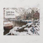 hallo van de wintersneeuw van Amsterdam in de stad Briefkaart (Voorkant)