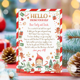Hallo van Elf Aankomst Brief Ik ben terug Kerstmis Kaart