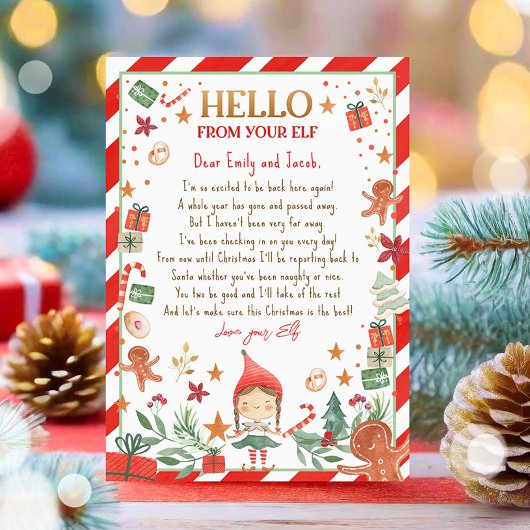 Hallo van Elf Aankomst Brief Ik ben terug Kerstmis Kaart