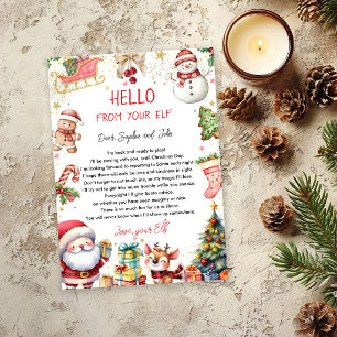 Hallo van Elf Aankomstbrief Kerstmis Kaart