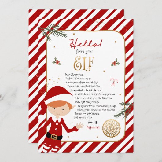 Hallo van Elf Verwelkomingsbrief Uitnodiging (Voorkant / Achterkant)