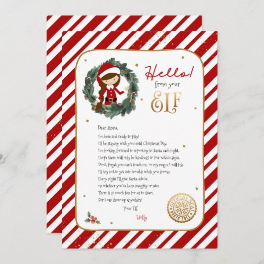 hallo van Elf Welcome Letter Kaart (Voorkant / Achterkant)