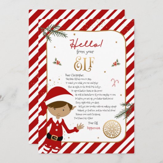 hallo van Elf Welcome Letter Uitnodiging (Voorkant / Achterkant)