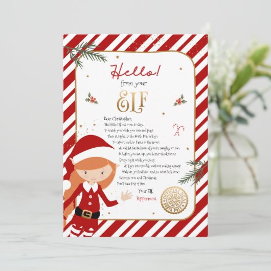 hallo van Elf Welcome Letter Uitnodiging (Staand voorkant)