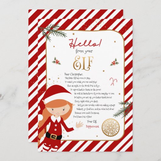 hallo van Elf Welcome Letter Uitnodiging (Voorkant / Achterkant)