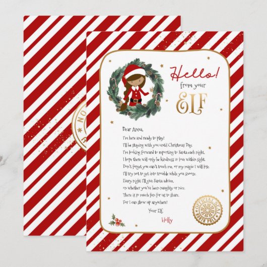 hallo van Elf Welcome Letter Uitnodiging (Voorkant / Achterkant)