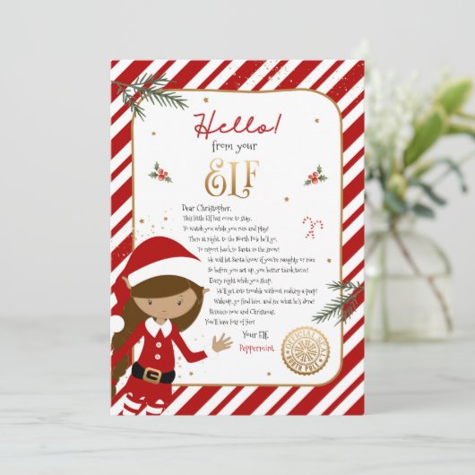 hallo van Elf Welcome Letter Uitnodiging (Staand voorkant)