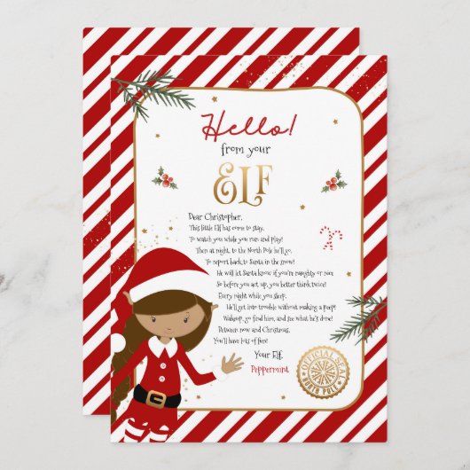 hallo van Elf Welcome Letter Uitnodiging (Voorkant / Achterkant)