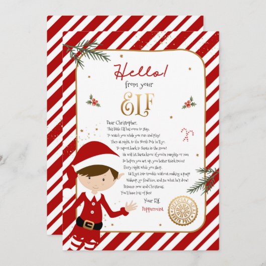 hallo van Elf Welcome Letter Uitnodiging (Voorkant / Achterkant)