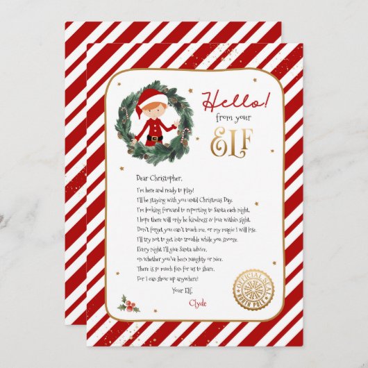 hallo van Elf Welcome Letter Uitnodiging (Voorkant / Achterkant)