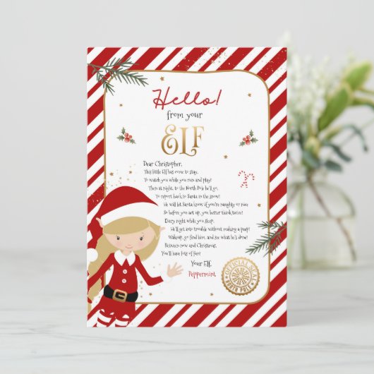 hallo van Elf Welcome Letter Uitnodiging (Staand voorkant)