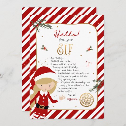 hallo van Elf Welcome Letter Uitnodiging (Voorkant / Achterkant)