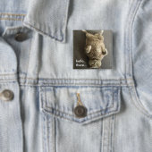 hallo van Fiona de Big Blue Cat Vierkante Button 5,1 Cm (In situ)