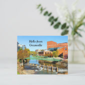 hallo van Greenville, South Carolina Reedy River Briefkaart (Staand voorkant)