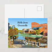 hallo van Greenville, South Carolina Reedy River Briefkaart (Voorkant / Achterkant)