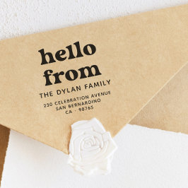 hallo van Groovy Retro Familienaam Return Address Zelfinktende Stempel