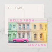 hallo van Havana Retro Pink Car & Architecture Briefkaart (Voorkant / Achterkant)