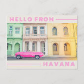 hallo van Havana Retro Pink Car & Architecture Briefkaart (Voorkant)