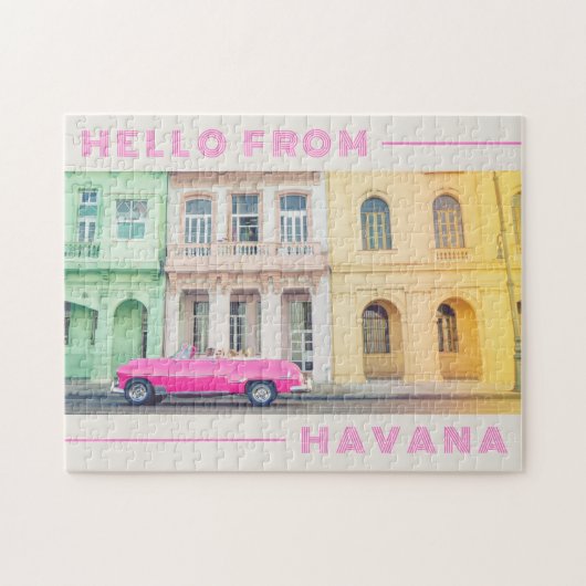 hallo van Havana Retro Pink Car & Architecture Legpuzzel (Horizontaal)
