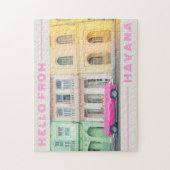 hallo van Havana Retro Pink Car & Architecture Legpuzzel (Verticaal)