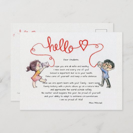 Hallo van het Briefkaart van de leraar (Voorkant / Achterkant)