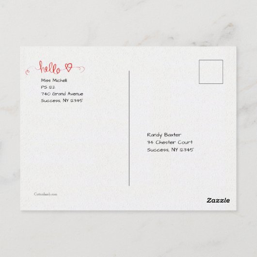 Hallo van het Briefkaart van de leraar (Achterkant)