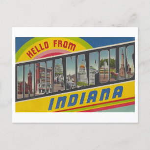 Hallo van Indianapolis, Indiana Vintage Briefkaart