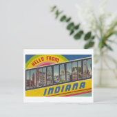 Hallo van Indianapolis, Indiana Vintage Briefkaart (Staand voorkant)