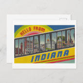 Hallo van Indianapolis, Indiana Vintage Briefkaart (Voorkant / Achterkant)
