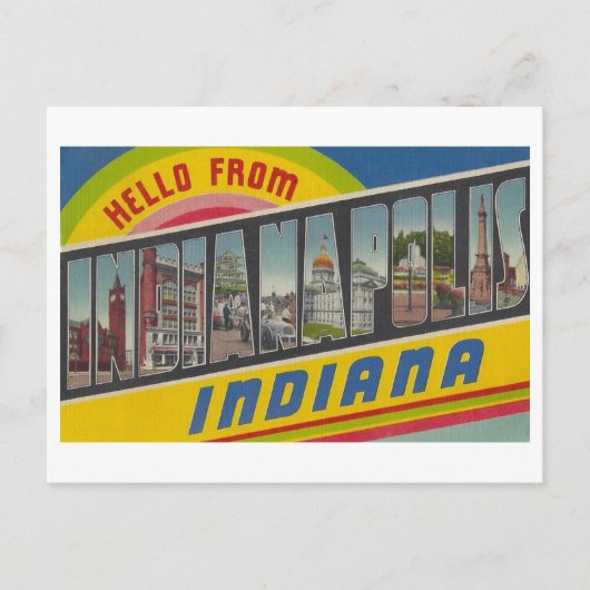 Hallo van Indianapolis, Indiana Vintage Briefkaart (Voorkant)