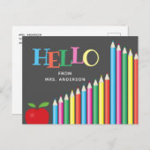 hallo van leraar gekleurd Pencils alkboard Briefkaart (Voorkant / Achterkant)