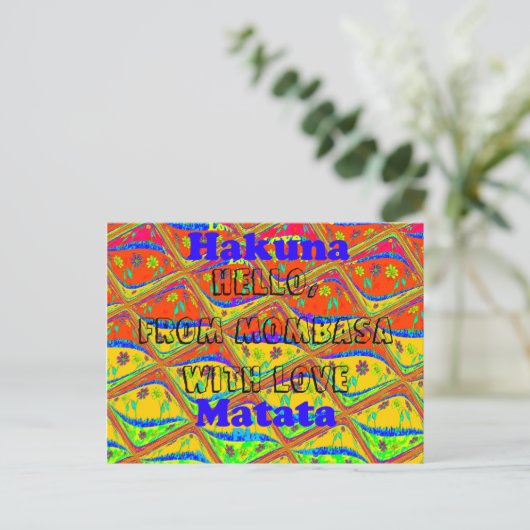 hallo van Mombasa met Love Hakuna Matata-kaarten Briefkaart (Staand voorkant)