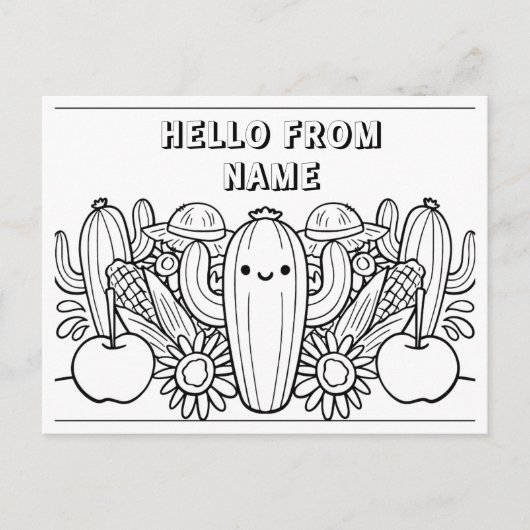 Hallo van [Name] - Kleurrijk Briefkaart voor kinde (Voorkant)