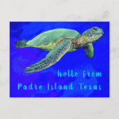 hallo van Padre Island TX Ocean Blue Zee Turtle Briefkaart (Voorkant)