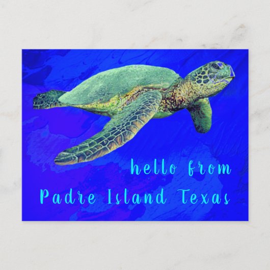 hallo van Padre Island TX Ocean Blue Zee Turtle Briefkaart (Voorkant)