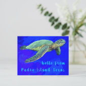 hallo van Padre Island TX Ocean Blue Zee Turtle Briefkaart (Staand voorkant)