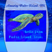 hallo van Padre Island TX Ocean Blue Zee Turtle Briefkaart