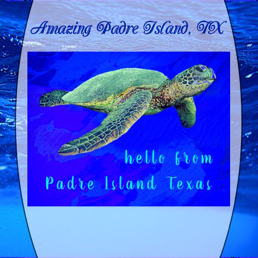 hallo van Padre Island TX Ocean Blue Zee Turtle Briefkaart