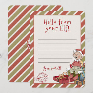 hallo van uw Elf, Letter Notecard Kaart