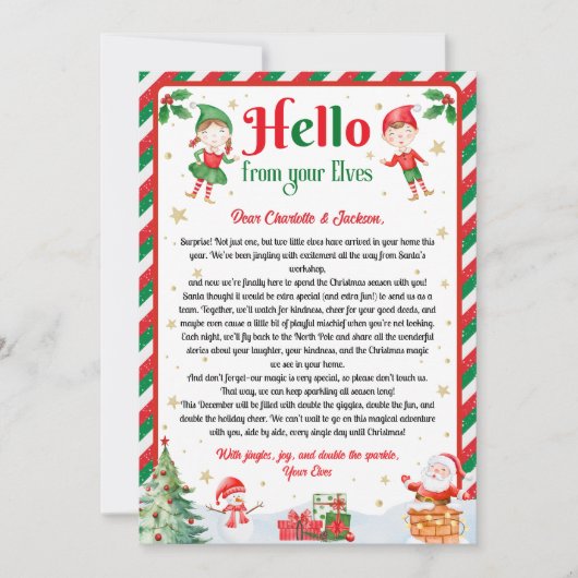 Hallo van uw elfen Kerstmis Aankomst Brief  Kaart (Voorkant)
