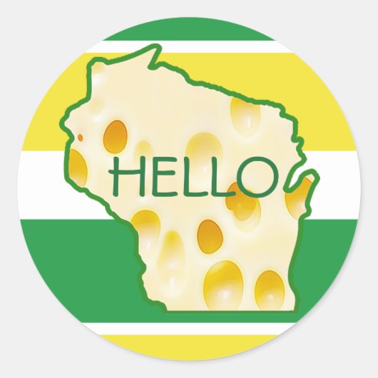 Hallo van Wisconsin Swiss Cheese Head Stickers (Voorkant)
