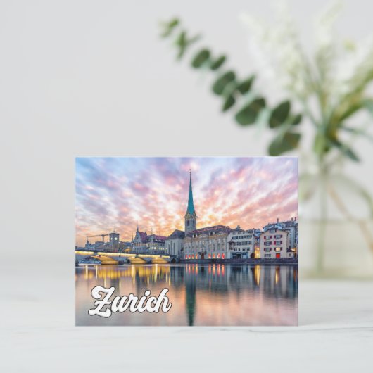 Hallo Van Zürich, Zwitserland Briefkaart (Staand voorkant)